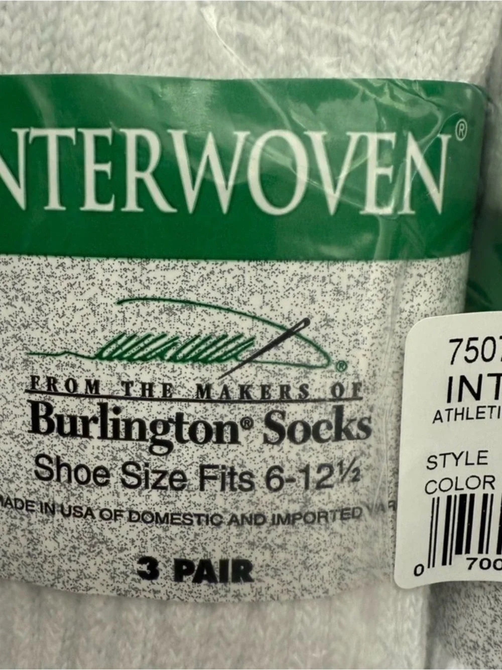 Burlington Interwoven Mens Athletic Cotton Crew Socks White 6 Pack Size 6-12-1/2